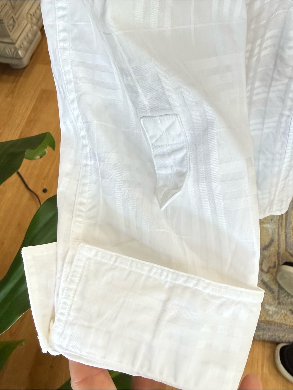 Burberry London White Jacquard Nova Check Button Up Shirt Medium - Picture 4 of 12